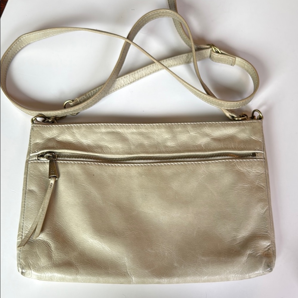 HOBO Cream Leather Crossbody Bag